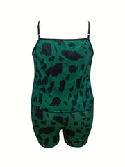 Dalmatian Print Cami Top & Shorts Set Plus Size Casual Loungewear