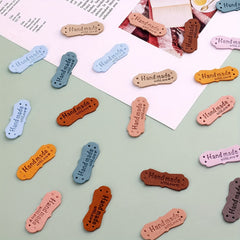 50pcs 10 Colors Leather Labels Microfiber Embossed Crochet Labels