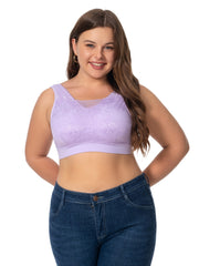 Floral Jacquard Lace Seamless Plus Size Bra High Stretch