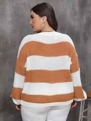 Colorblock Stripe Print Round Neck Jumper