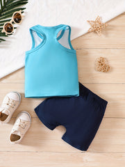 Beach Scenery Tank Top & Shorts Set for Boys