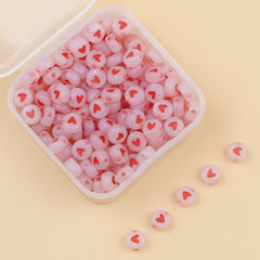200pcs Luminous Acrylic Heart Beads For Jewelry Making