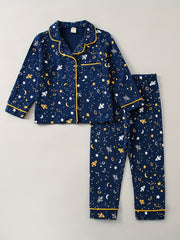 Boys Bear Print Pajama Set Long Sleeve Button Front Homewear PJ Set