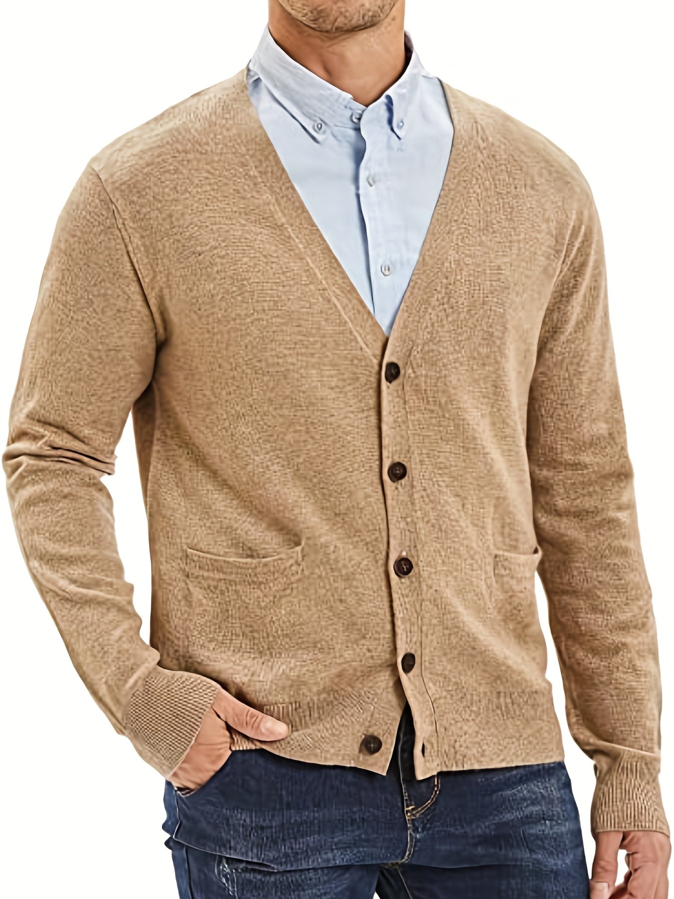 Men's V Neck Button Cardigan Sweater