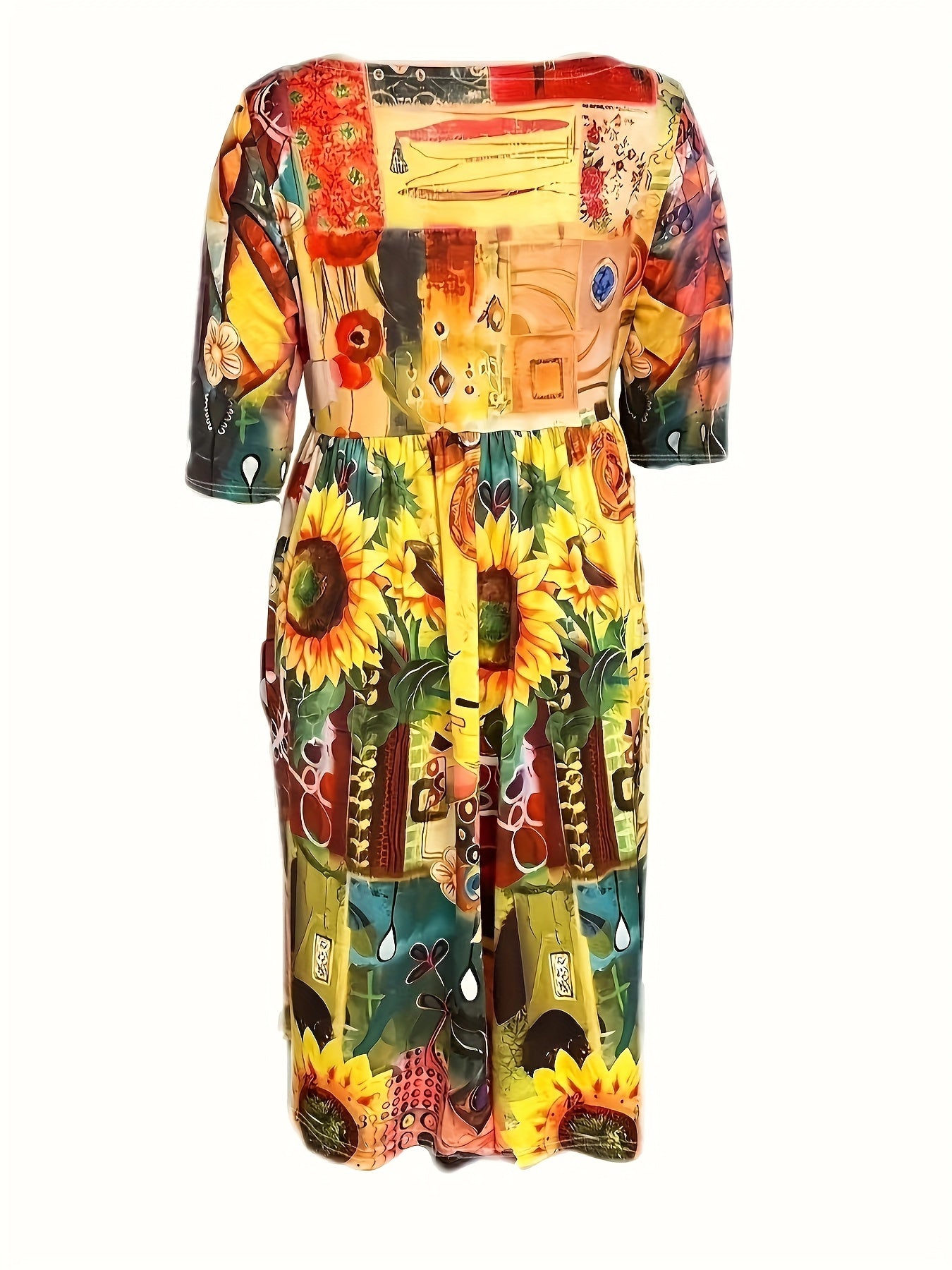 Women's Plus Graphic Print Short Sleeve Round Neck Dress