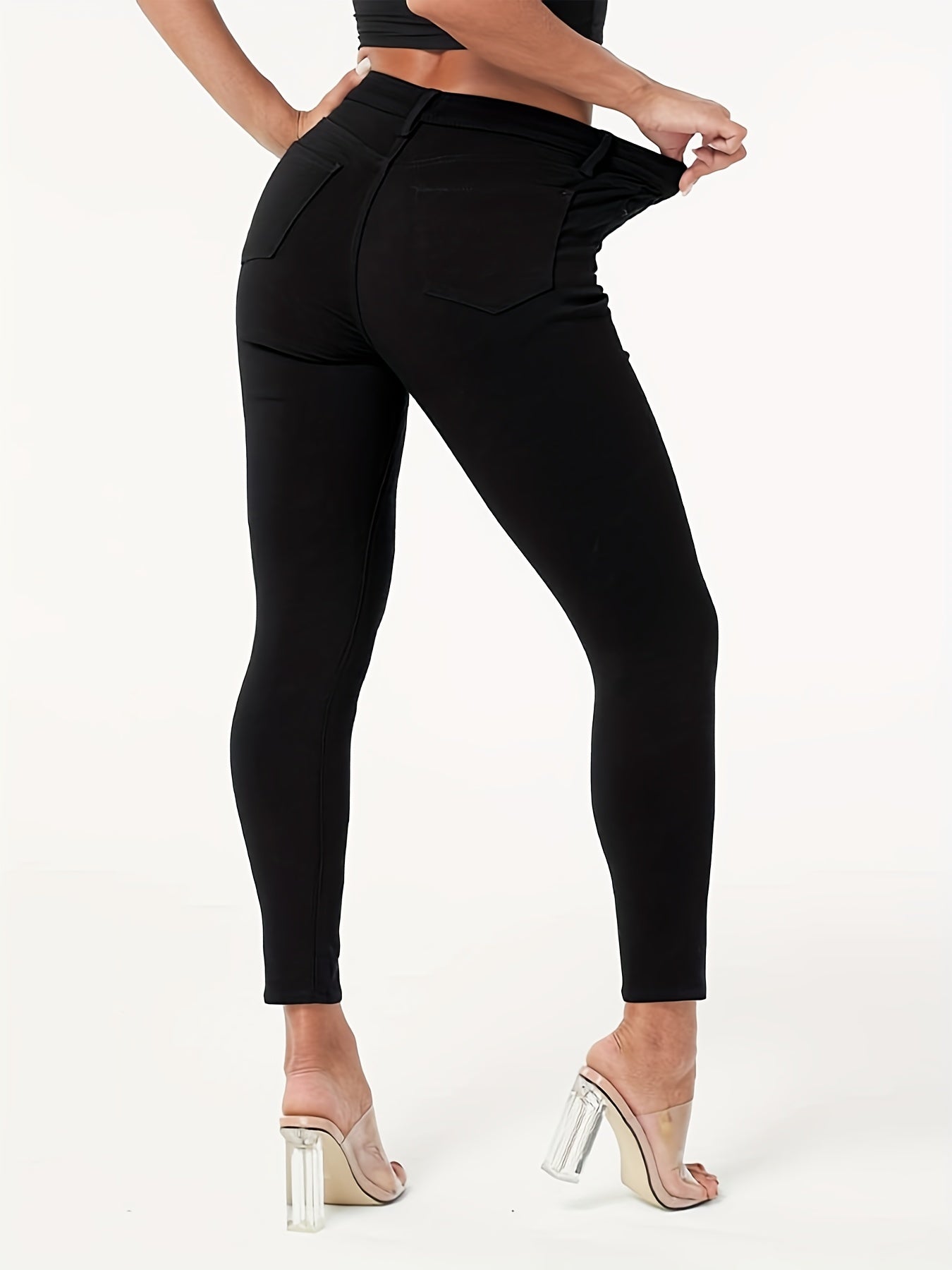 High Waist Skinny Jeans Slim Fit Slight Stretch Denim Pants
