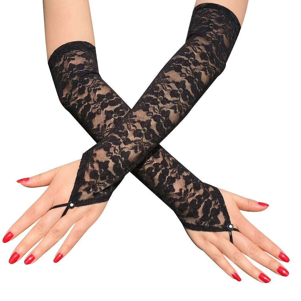 Lace Fingerless Gloves Elbow Length Long Cosplay 20s Accessories
