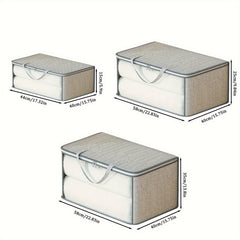 Large Capacity Storage Bag With Handles Portable Non-woven Fabric Clothes Organ