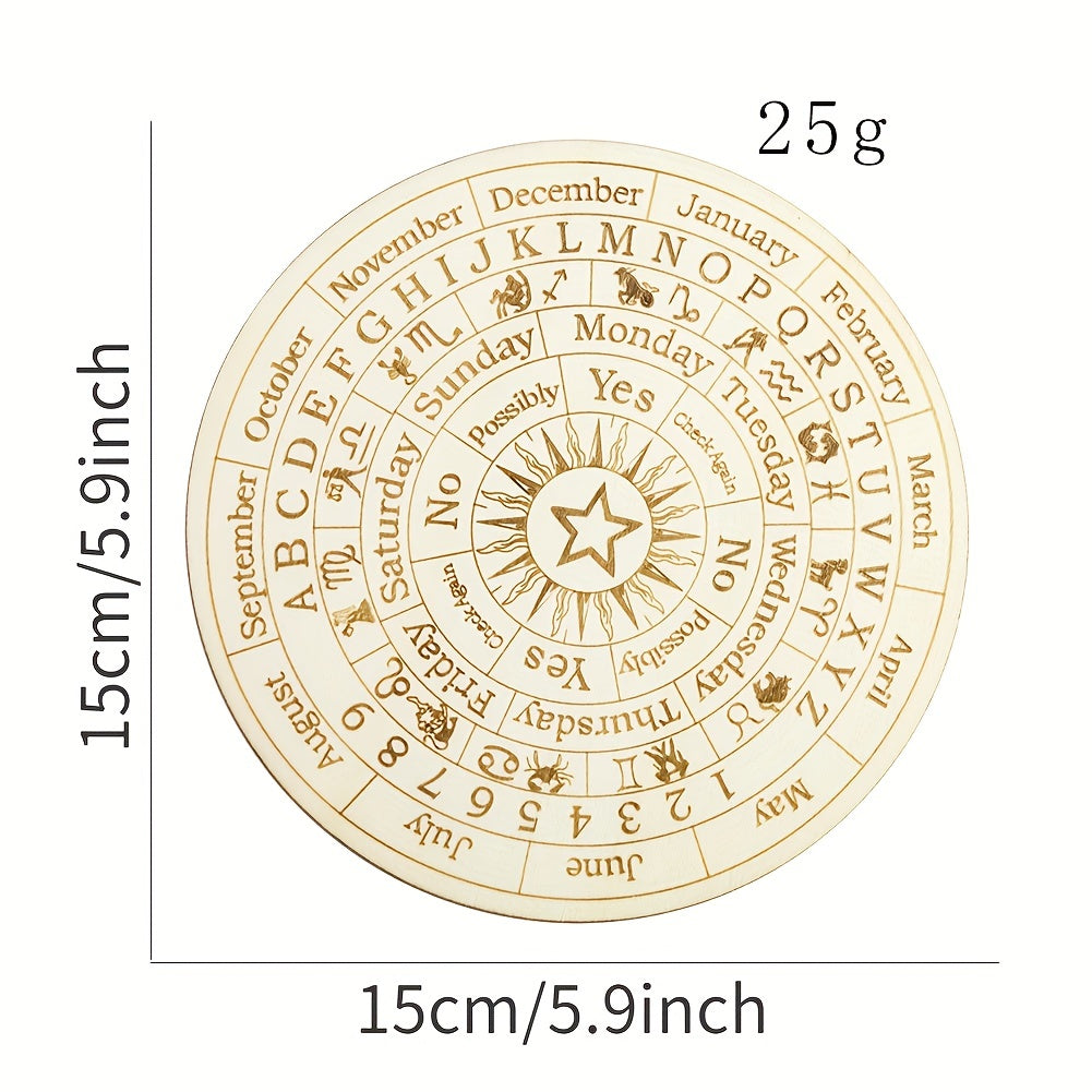 Wooden Twelve Constellation Pendulum Board for Meditation, Yoga & Wicca