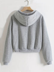 Casual Kangaroo Pocket Hoodie Long Sleeve Zip Up Sweatshirt