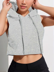 Women's Workout Sports Running Hooded Tank Top Athletic Yoga Crop