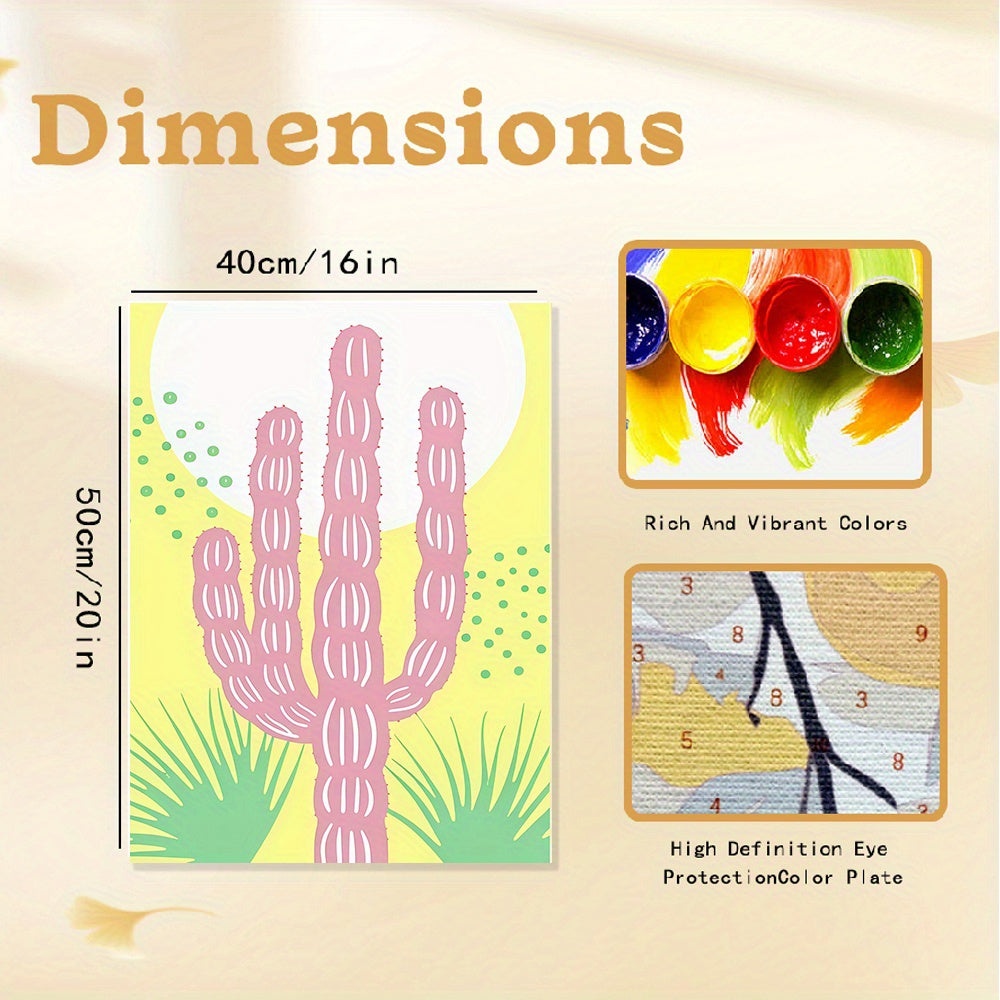 6pcs Cacti DIY Acrylic Painting Set, 40x50 Frameless, Number Coloring Kit