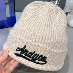 Embroidered Beanies For Women Men Unisex Chunky Hats Skull Cap