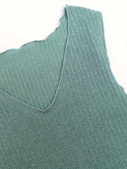 Ribbed Lounge Set Tank Top & Lace Up Shorts Women's Loungewear