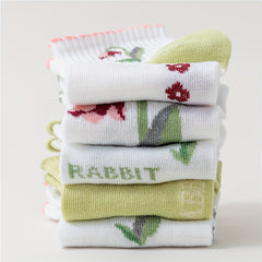 5 Pairs Floral Print Short Socks Women's Stockings