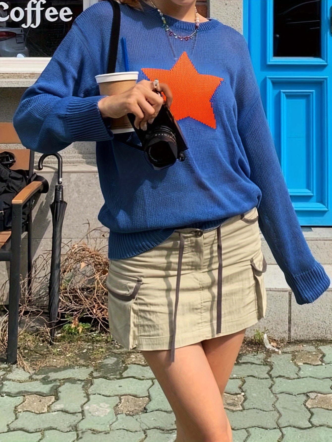 Star Print Round Neck Jumper