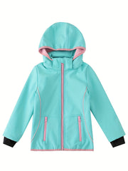 Girl's Soft Shell Hooded Jacket for Outdoor Adventures