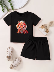 Toddler Cartoon Dragon T shirt & Shorts Set