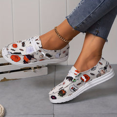 Halloween Pumpkin Skeleton Pattern Skate Shoes