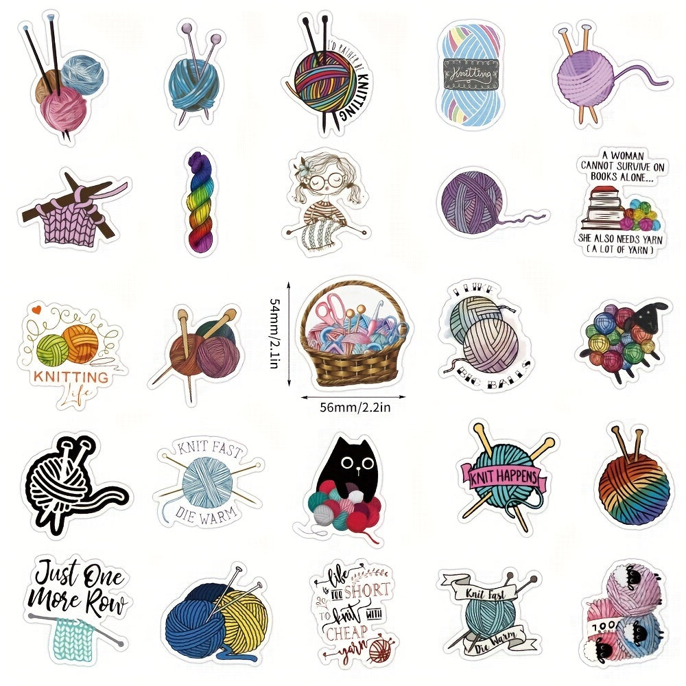 60pcs Knitting Vinyl Stickers Water Bottle Laptop Scrapbooking