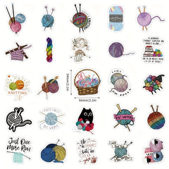 60pcs Knitting Vinyl Stickers Water Bottle Laptop Scrapbooking