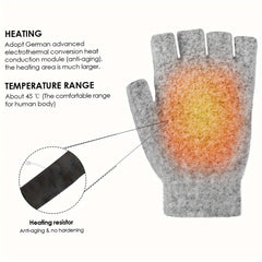Rechargeable Heated Half Finger Gloves USB Charging Winter Hand Warmer
