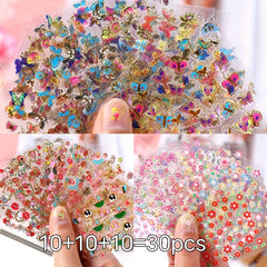 30 Sheets Bronzing Nail Stickers Waterproof Non-toxic Nail Art Princess Toy Stic