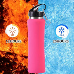 Outdoor Portable Sports Water Bottle Double layer Stainless Steel Water Cup