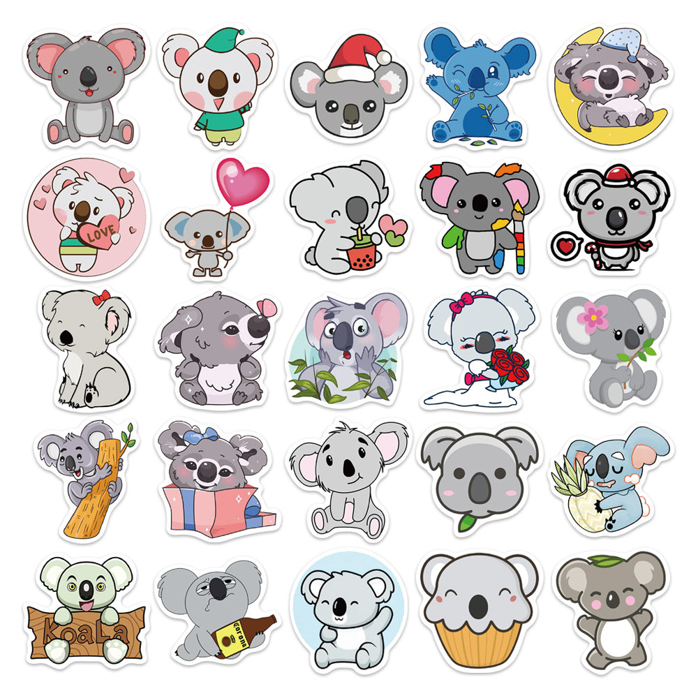 50pcs Koala Graffiti Waterproof Decorative Stickers
