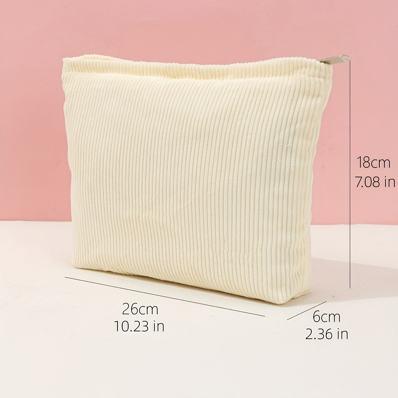 Solid Corduroy Makeup Bag for Traveling