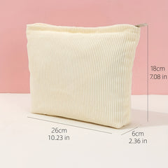 Solid Corduroy Makeup Bag for Traveling