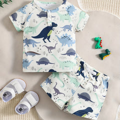 Baby Boys Dinosaur Print T Shirt & Shorts Set Soft Comfortable Top
