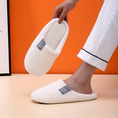 Women's Letter Patch Plush Slippers