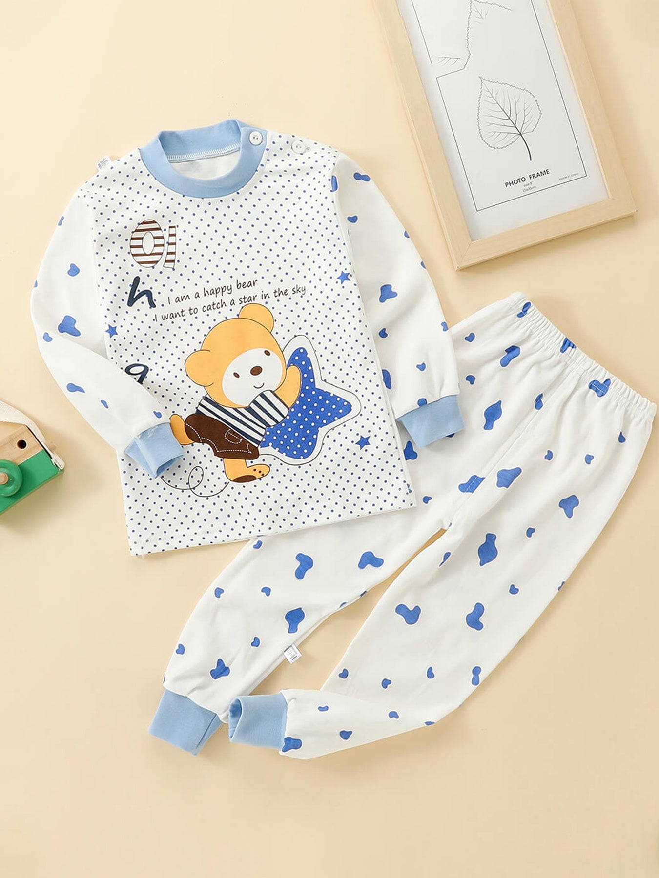 Kids' Bear Print Polka Dot Pajamas