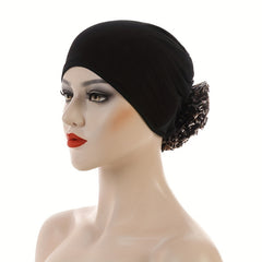 Leopard Print Inner Cap Turban Elastic Underscarf Bonnet Women Head Wrap Hijab