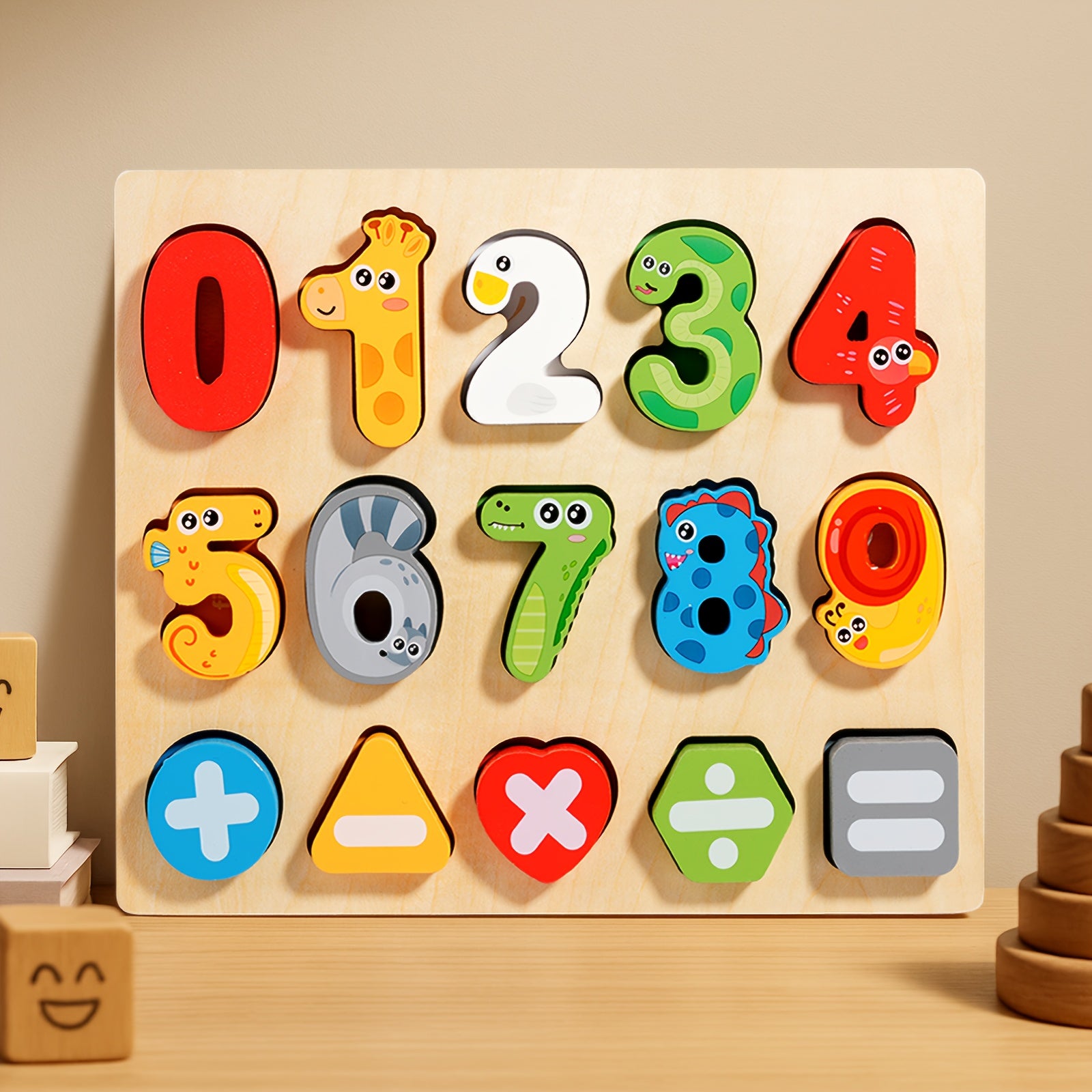 Educational Wooden Puzzles for Toddlers Animal Shaped Numbers And Letters