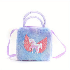 Colorful Unicorn Plush Crossbody Bag Handbag Cartoon Purse Tote Coin Purse