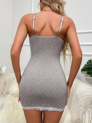 Lace Slip Nightdress V Neck Backless Bodycon Sleep Dress