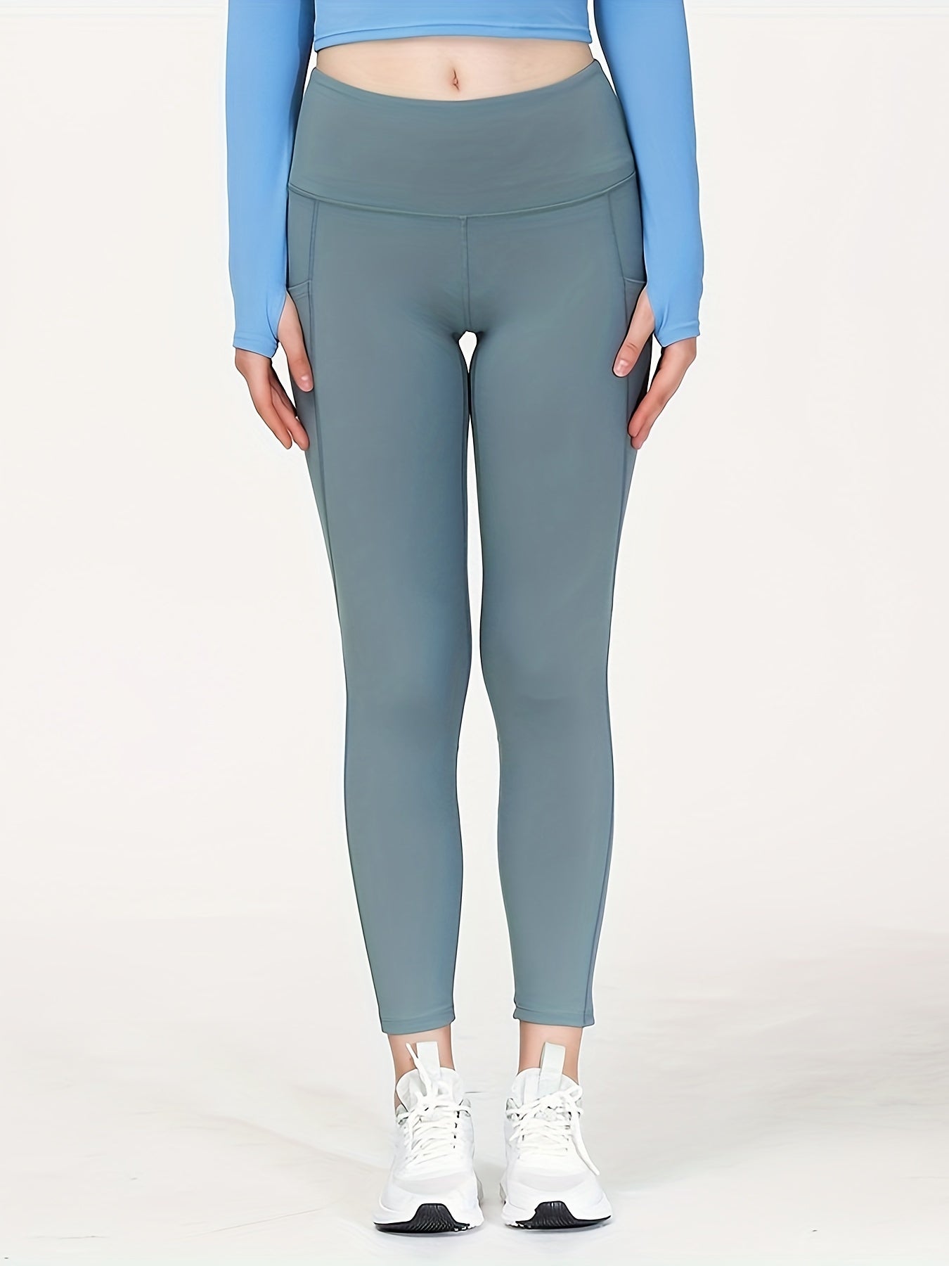 HEDUO Plus Size Yoga Leggings High Waist Sports Tights Pocket