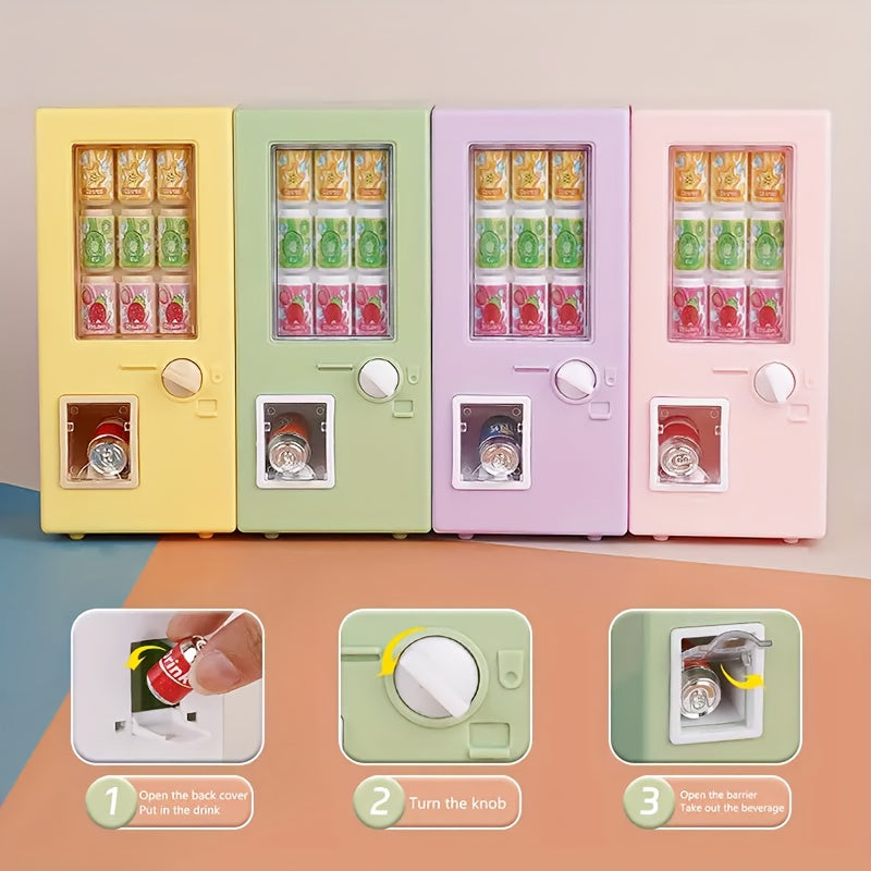 Mini Dollhouse Beverage Machine Set with Pull Tab Drinks