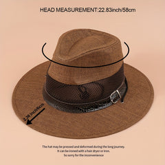 Vintage Mesh Hollow Fedora Cap Sunscreen Cowboy Hat
