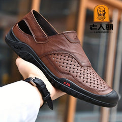 LAORENTOU Men's Leather Sandals for Hiking Trekking
