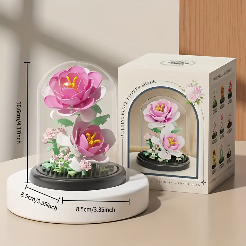 DIY Building Blocks Lily Sunflower Rose Bouquet Potted Plant Model