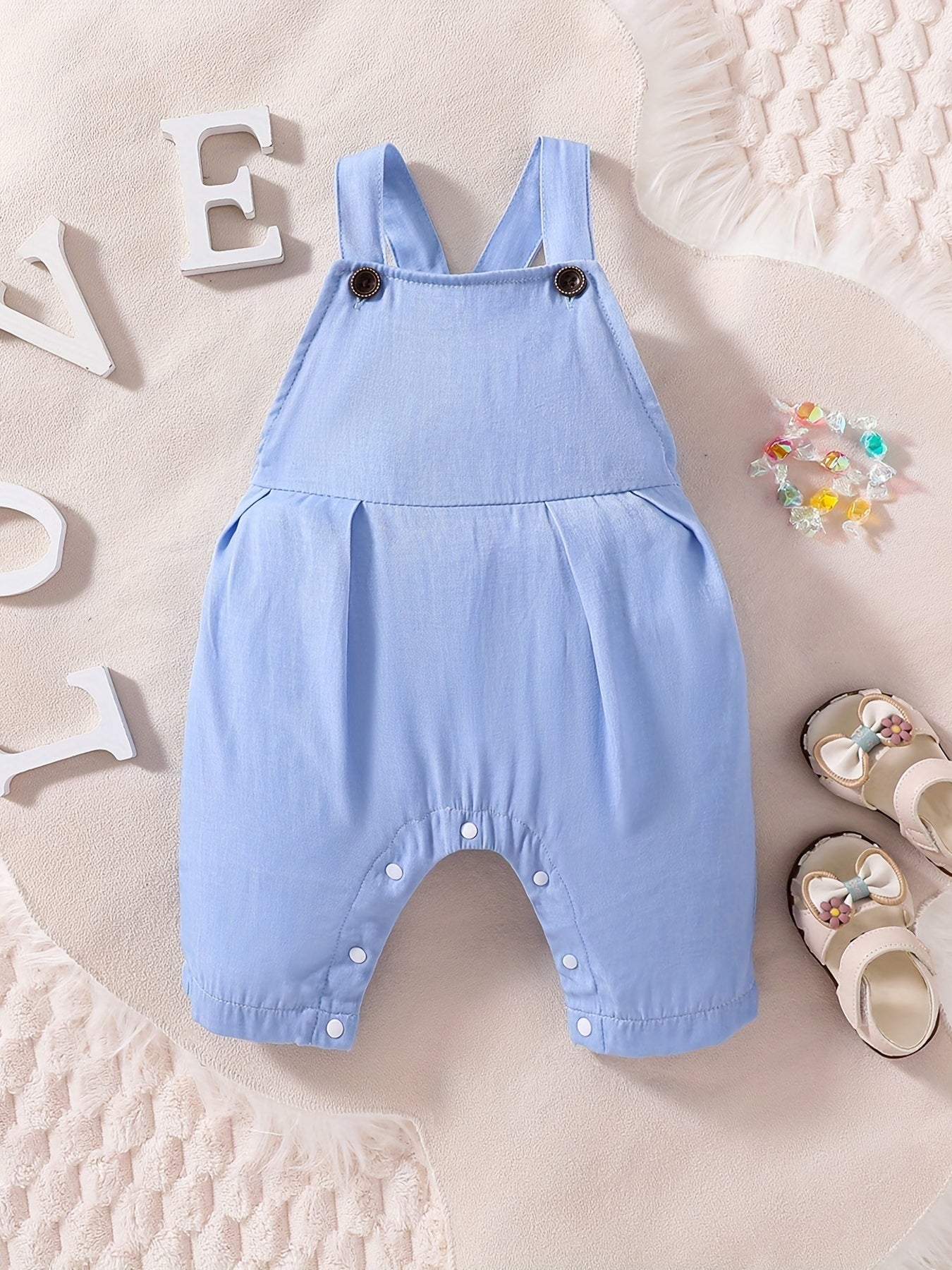 Baby Girls Bib Pants Solid Overall Jumpsuit