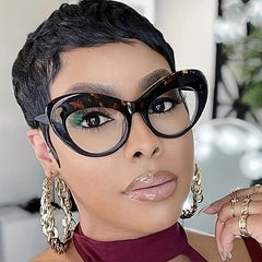 Oval Anti Light Glasses Tortoiseshell Block Photo Booth Props