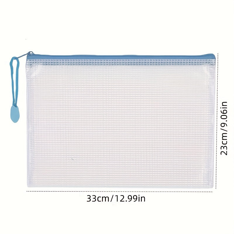 10 Pcs Mesh Bag With Zipper A4 Size Office Home Supplies Student Use