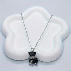 Schnauzer And Rhinestone Pet Pendant Necklace Dog Animal Jewelry