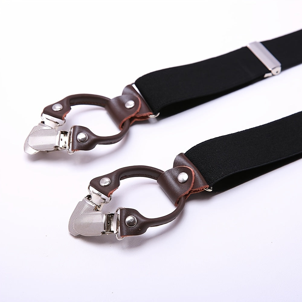 Men's Y Back Suspenders with 6 Metal Clips for Wedding