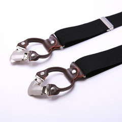 Men's Y Back Suspenders with 6 Metal Clips for Wedding