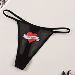 Heart Print Seamless Thongs Low Waist Intimates Panties Women's Lingerie